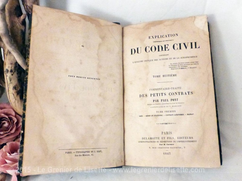 Qui A Créé Le Code Civil Jurisprudence Code Civil de 1867 – Tome 8 | Le Grenier de Lisette