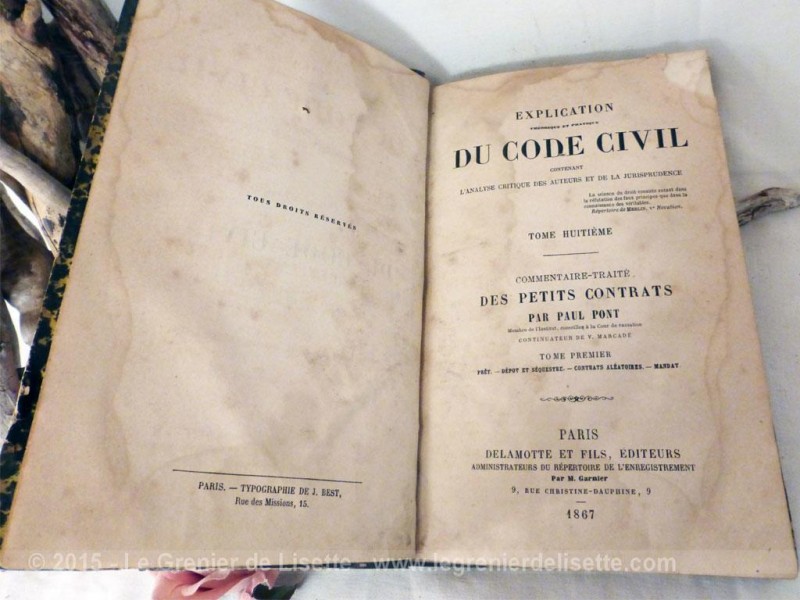 Qui A Créé Le Code Civil Jurisprudence Code Civil de 1867 – Tome 8 | Le Grenier de Lisette