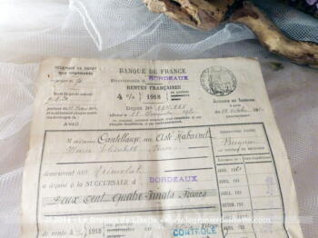 VENDU - Récépissé de la Banque de France n°194-065 daté de 1920