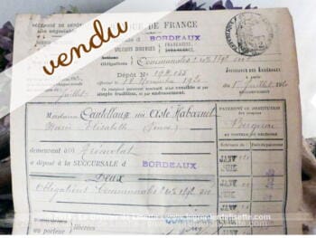 Récépissé de la Banque de France daté de 1920