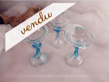3 bougeoirs en verre faits main