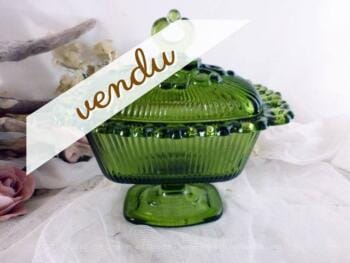 Bonbonnière en verre vert