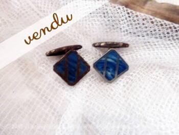 Boutons manchettes bleu anciennes