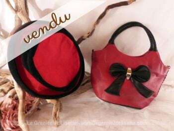 Sac et chapeau en rouge  et noir