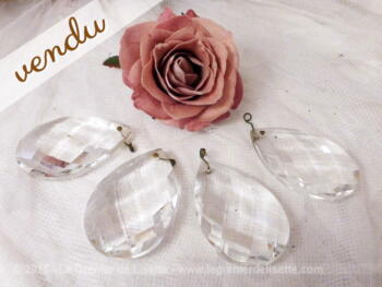 Lot de 4 grandes pampilles en verre