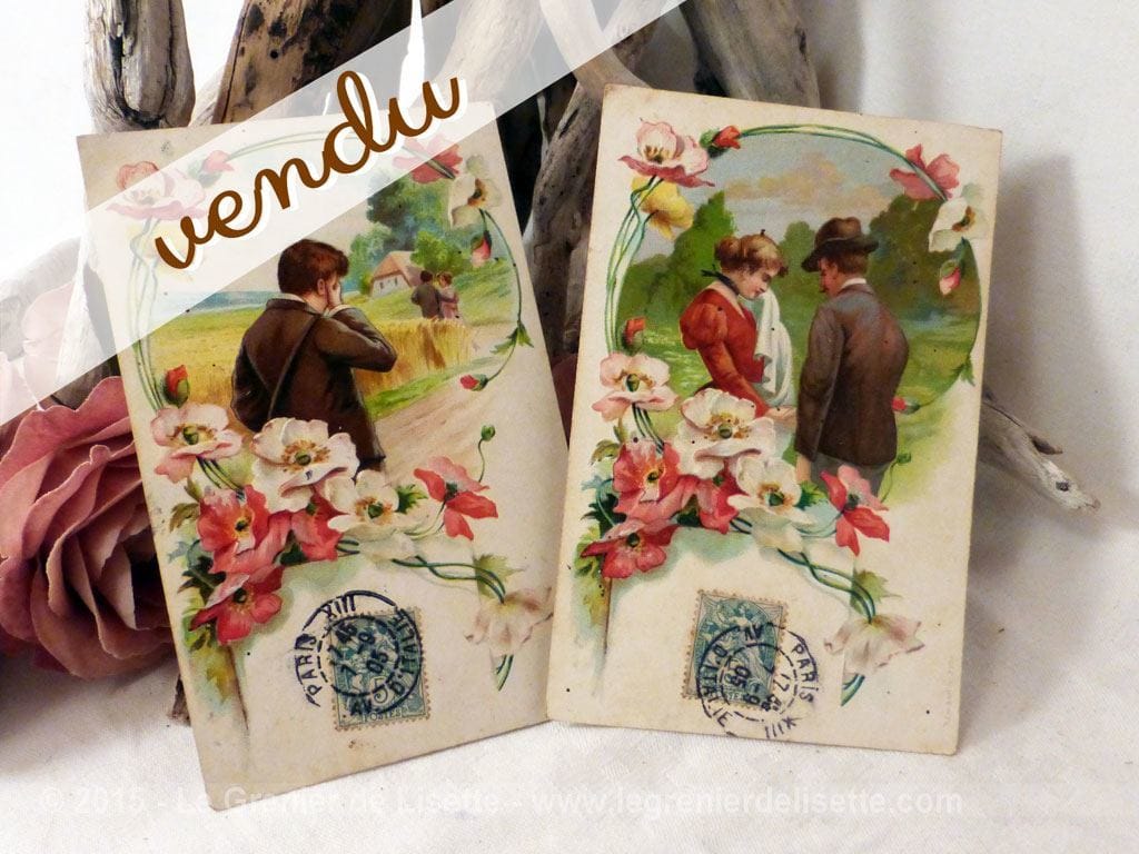 Deux cartes postales anciennes timbrées de 1905
