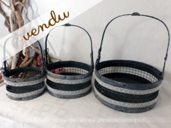 panier osier, fer et dentelle
