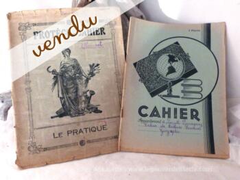 Duo de cahiers de devoirs datés 1944-1945