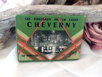 Mini album de 10 photos anciennes du Château Chevergny en noir et blanc sur papier glacé avec numéro sur chaque photo et détail correspondant sur la pochette cartonnée.