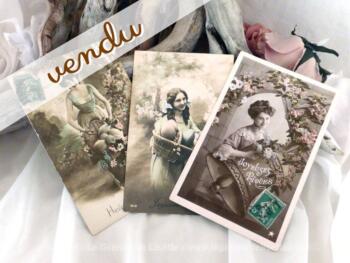 Trois anciennes cartes postales pour fêter de Joyeuses Pâques.