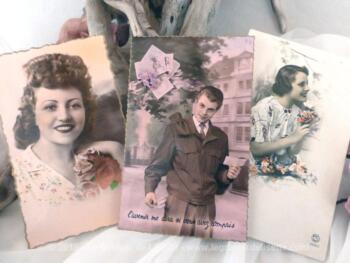 Lot de 3 cartes postales anciennes portraits d'adultes