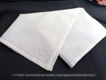 Ancien mouchoir pochette monogramme SM