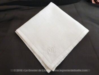 Ancien mouchoir pochette monogramme SM