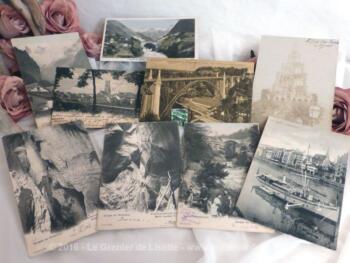 Lot de neuf cartes postales anciennes de la Suisse