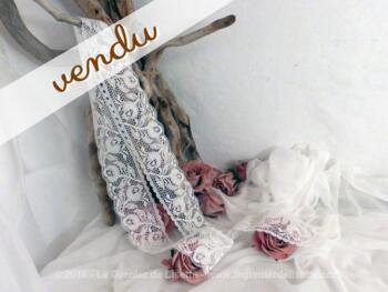 Coupon de dentelle blanche aux tulipes avec contour en relief.
