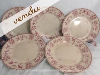 Lot de 5 assiettes en terre de fer, Faïencerie Boulenger ad Co, Choisy le Roi, modèle Montigny.