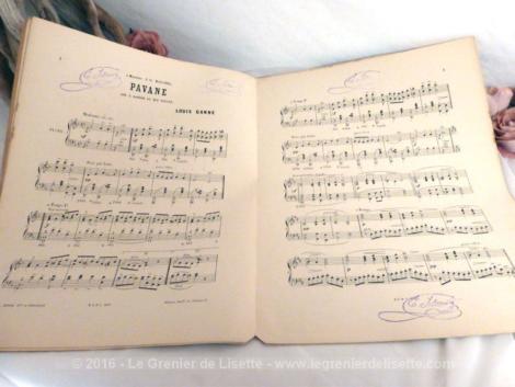 Ancienne partition de musique "Pavane, Air à danser du XVI° Siècle" par Louis Ganne, datant du début du siècle dernier.