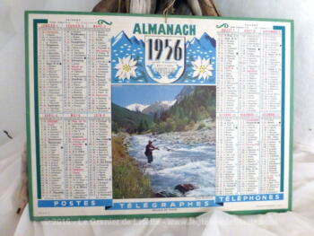 Almanach des Postes et Télégraphes année 1956 avec 4 feuillets complémentaires.