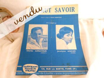 Ancienne partition "Il faut savoir" d'Aznavour