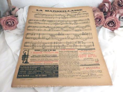 Partition "La Musique" n°42 de juillet 1913 avec les partitions de "La Marseillaise", "Le Chant du Départ" et "Les Deux Grenadiers".