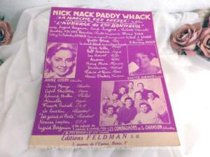 Ancienne partition “Nick Nack Paddy Whack”