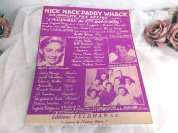 Partition de chanson "Nick Nack Paddy Whack" de Annie Cordy