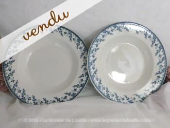Duo d'assiettes porcelaine de Gien, en terre de fer, modèle Montigny.