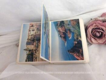 Petit dépliant touristique, vintage, de photos en couleurs de la Côte d'Azur.