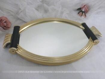 Ancien plateau miroir doré anses  coquille
