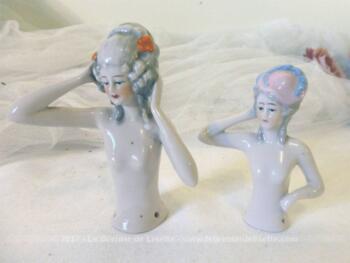 Deux demies figurines Marquises numérotées en porcelaine Allemande.
