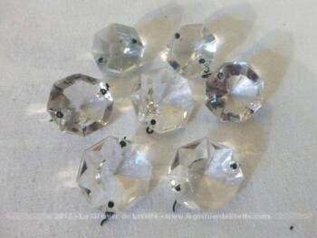 Lot de 7 grosses pampilles en verre avec taille forme diamant.
