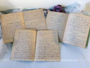 Lot de 3 cahiers scolaires avec exercices et correction, datant de 1939.