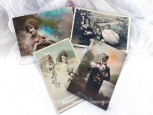 Lot de 4 cartes postales anciennes Joyeuses Pâques