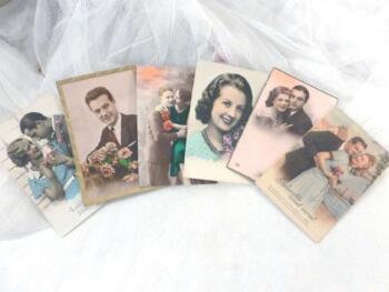 Lot de 6 cartes postales vintages de couple