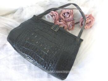 Ancien sac vintage en cuir de peau de crocodile.