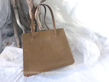 Ancien sac vintage en cuir couleur fauve