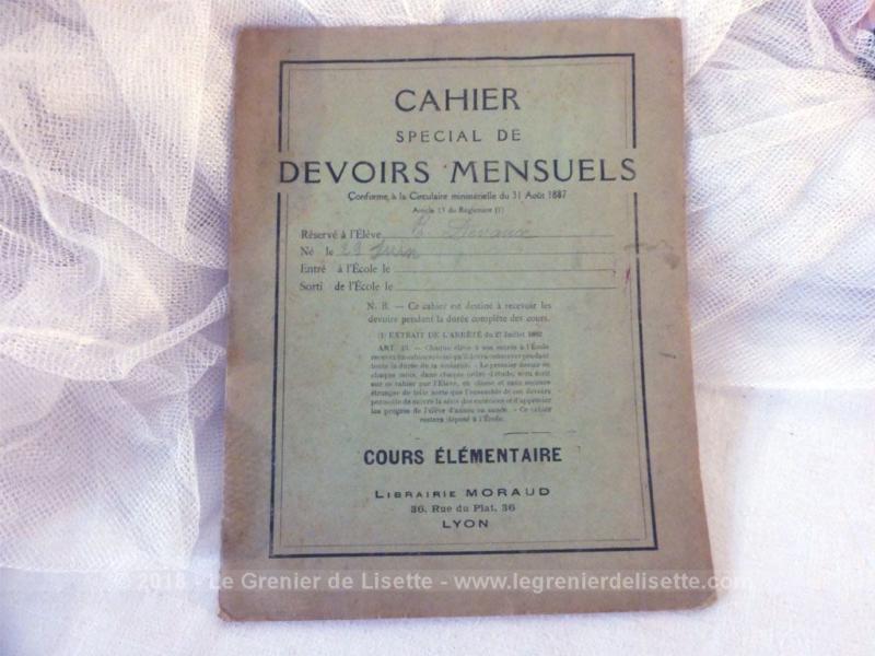 VENDU - Cahier de devoirs mensuels datant des années 30 ...