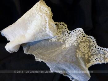 Ancienne belle dentelle blanche sur tulle avec belles broderies.