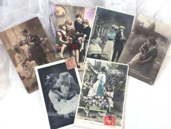 Lot de 6 cartes postales anciennes sur la famille.