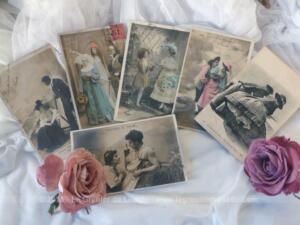 Lot de 6 anciennes cartes postales portraits costumés