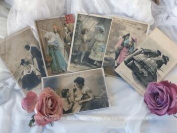 Lot de 6 anciennes cartes postales portraits costumés datant du début du siècle dernier.
