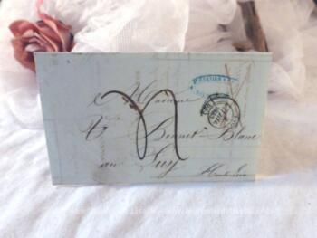 Ancienne lettre-pli de 1843 avec tampon de la poste et trace du cachet de cire.