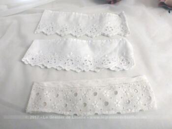 Trio de coupons de dentelle en broderies anglaises cousu en rond