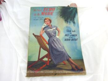 Revue Le Petit Echo de la Mode de juin 1954 dédiée aux idées de mode. Vous trouverez de véritables et authentiques modèles de robes, de chapeaux plus vintages les unes que les autres.