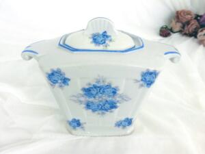 Ancien sucrier fleurs bleues Art Nouveau