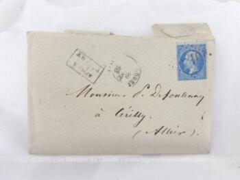 Authentique courrier du 29 janvier 1868 écrite sous le règne de Napoléon III avec à l'intérieur une double feuille manuscrite à la plume avec de l'encre sépia.