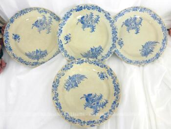 Voici quatre assiettes aux liserons FF Pexonne de la fin du XIX°, décorées de liserons sous forme de frise sur toute la bordure plus trois petits bouquets sur l'intérieur.