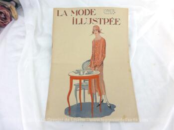 Revue La Mode Illustrée du 17 février 1924 sur 16 pages avec des modèles de tailleurs et robe sans et des explications pour des travaux de broderies et couture. Tout le charme des années folles !