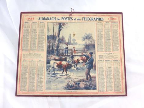Almanach des Postes et Télégraphes année 1928 avec feuillets complémentaires.
