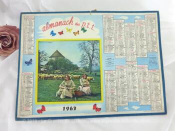 Almanach des Postes et Télégraphes année 1963 avec feuillets complémentaires.